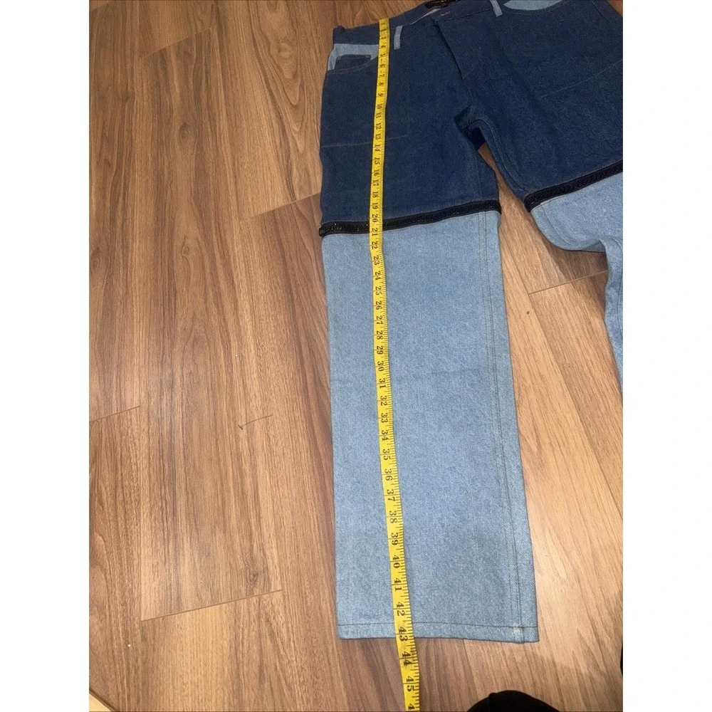TEDDY FRESH Pants Lag Zip Off Denim Pants Unisex‎ Size 34  Relaxed Fit Jeans NWT